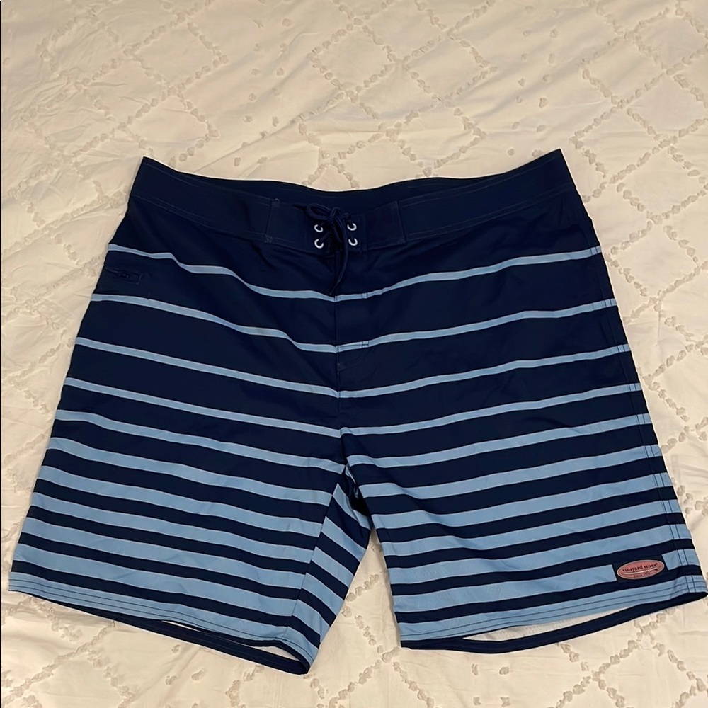 Vineyard Vines Winward Stripe Board Shorts boardshorts Deep Bay Blue 42 nwt